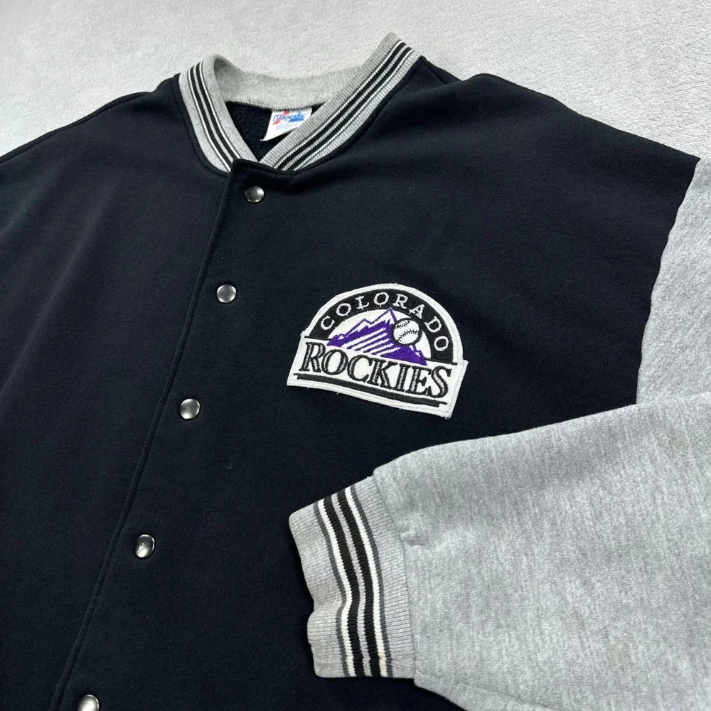 Vintage Colorado Rockies Jacket Mens 2XL Black MLB Baseball Majestic USA 90s